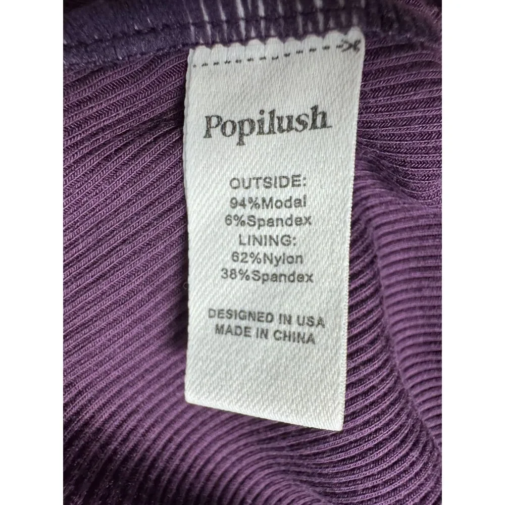 Popilush XL Plum Maxi Dress Built-In Shapewear Square Neck Long Sleeve Bodycon - Picture 8 of 11